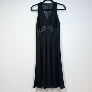 Jones New York Size 8 Black Sleeveless Midi Dress Silk Waist Formal Cocktail